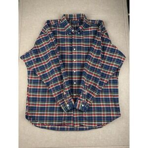 Ralph Lauren Big Shirt XXL Plaid Red Blue Cotton Long Sleeve Button Down USA Fit